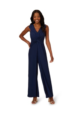 Twist Front Overlay Jumpsuit