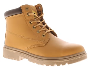Tradesafe Mens Safety Boots Build Lace Up Coated Leather Beige
