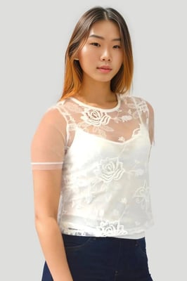 Embroidered Layered Top/vest