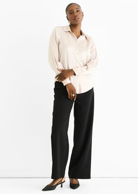 Oyester Satin Loose Fit Button Through Shirt