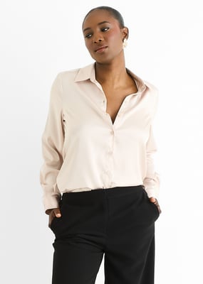 Oyester Satin Loose Fit Button Through Shirt