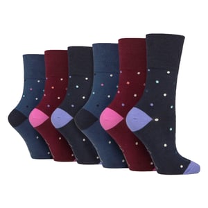 6 Pairs Ladies Cotton Socks | Patterned Soft Non-Binding Everyday Socks