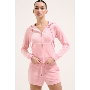 Juicy Couture Robertson Classic Jacket Polyester Women's Pink Hooded Sweatshirt