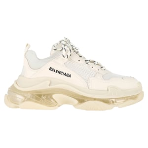 Balenciaga Triple S Clear Sole Sneakers in Cream Polyester