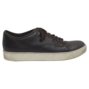 Lanvin Low Top Sneakers in Brown Leather