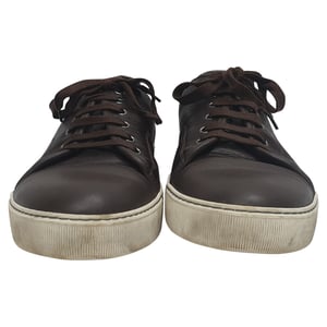 Lanvin Low Top Sneakers in Brown Leather