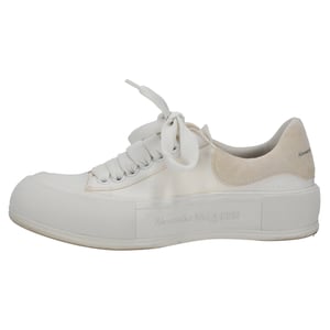 Alexander McQueen Deck Skate Plimsoll Lace-Up Sneakers in White Canvas