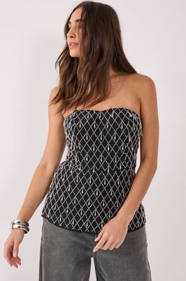 Droplet Embellished Longline Bustier Top