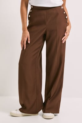 Military Button Detail Wide Leg Trouser
