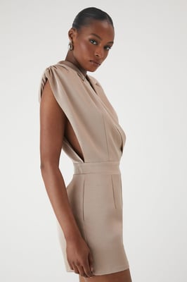 Premium Satin Padded Shoulder Playsuit