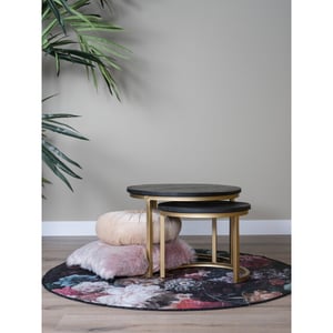 Home67 Salontafel bart set van 2 zwart blad goud onderstel