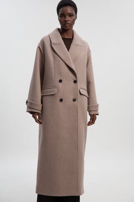 Wool Oversized Double Breasted Tailored Midi Coat
