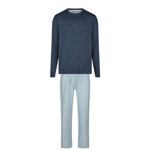 Phil & Co Heren pyjama set interlock donkerblauw/lichtblauw gestreept