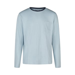 Phil & Co Heren pyjama set interlock lichtblauw gestreept/donkerblauw