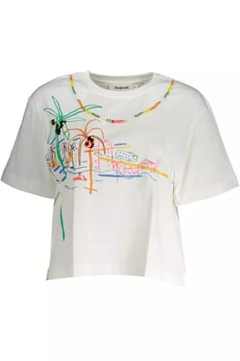 Strandprint T-shirt Korte Mouwen Ronde Hals