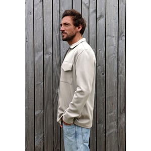 Kultivate 2501030211 luxury zip 297 bone white overshirt van tricot - kultiv