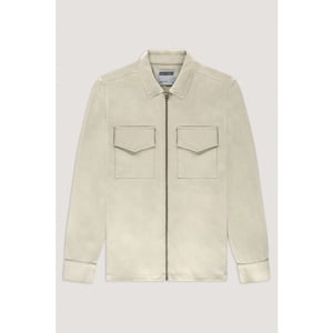 Kultivate 2501030211 luxury zip 297 bone white overshirt van tricot - kultiv