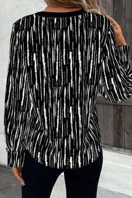 Striped Vneck Long Sleeve Blouse