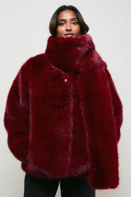 Ecru Fur Jacket With Scarf