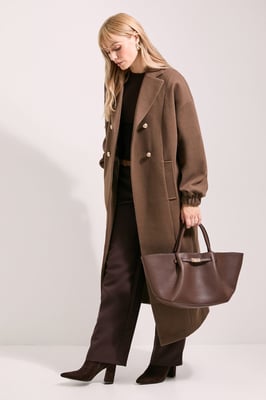 Oversized Drop Shoulder Double Breasted Coat