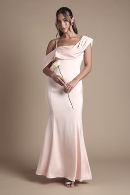 Drape Detail Satin Strappy Maxi Bridesmaid Dress