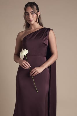 Coast Honoured Drape One Shoulder Satin Maxi Bridesmaid Dress