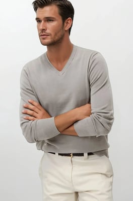 Mens Cotton V-neck Jumper