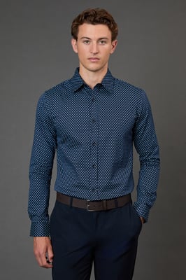 Black Print Slim Fit Long Sleeve Shirt