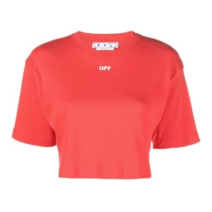 Off White Dames/dames Logo Crop T-shirt (Rood)