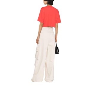Off White Dames/dames Logo Crop T-shirt (Rood)