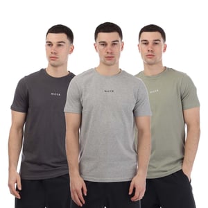 Nicce Heren Petras T-Shirt (Pak van 3) (Houtskool/Lichtgrijs/Olijfgroen)