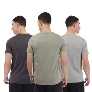 Nicce Heren Petras T-Shirt (Pak van 3) (Houtskool/Lichtgrijs/Olijfgroen)