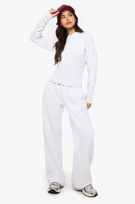 Deep Hem Popper Bomber Sweatshirt Tracksuit