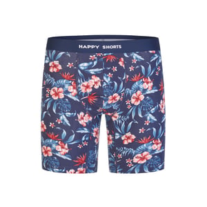 Happy Shorts Heren boxershorts met lange pijpen boxer briefs hawaii/lichtblauw