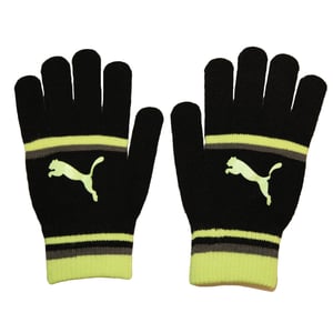 Puma Dames/Dames Gestreepte Handschoenen (Zwart/Hi-Vis geel)