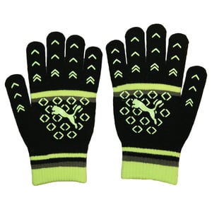 Puma Dames/Dames Gestreepte Handschoenen (Zwart/Hi-Vis geel)