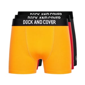 Duck and Cover Heren Fiery Boxershorts (Set van 3) (Geel/Rood/Zwart)