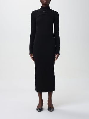 Ribbad Knit Mock Neck Tätsittande Klänning