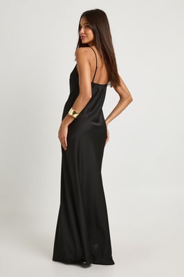 V Neck Satin Maxi Slip Dress