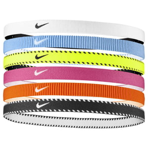 Nike Classic Flexible Hairband (Pack of 6) (Volt/Pink/White)