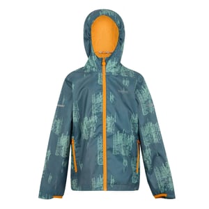 Regatta Waterdichte Kinder/Kinder Lever II jas met opdruk (Stormy Weather/Glacier/Bright Marigold)