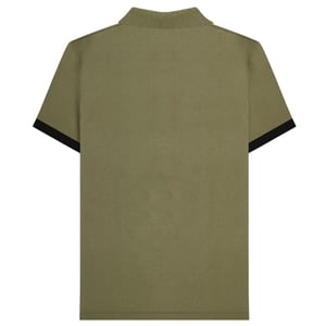 Lambretta Heren Contrast Paneel Vintage Poloshirt (Kaki Groen)