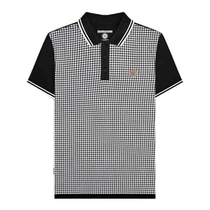 Lambretta Mens SS24 Houndstooth Polo Shirt (Black/White)