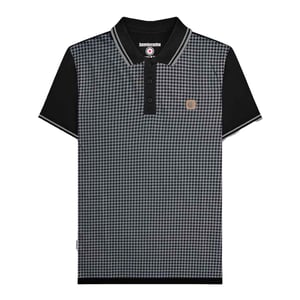Lambretta Heren SS24 Houndstooth Poloshirt (Zwart/Ijzer)