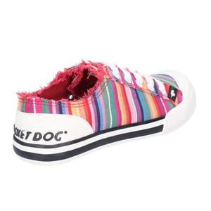 Rocket Dog Vrouwen/dames Jazzin Eden Stripe Lace Up Canvas Trainer (Rood/Multi)