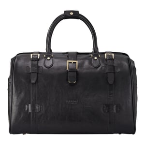 Echte leren zwarte reistas met vintage leren details - Windsor
