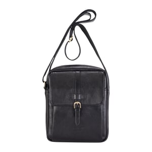 Genuine Leather Black Vintage Crossbody Messenger Travel Bag - Ashby