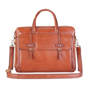 Genuine Leather Laptop Tan Satchel Messenger Crossbody Shoulder Bag - Belmont