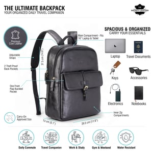 Genuine Leather Black Vintage Laptop Backpack Travel Bag - Cove