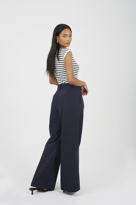Navy Tailored Straight Leg Trousers